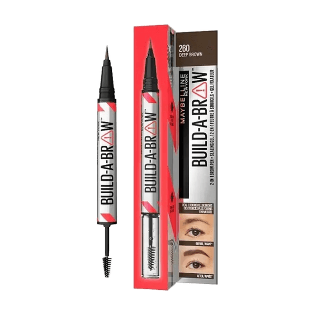 Maybelline Build A Brow 2-in-1 Brow Pen + Sealing Gel 260 Deep Brown