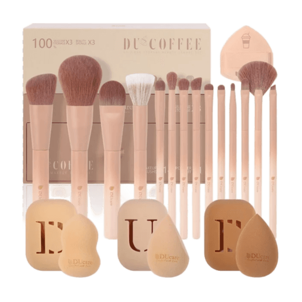 DU COFFEE Luxury Pro Artistry Face & Eye Brush Set